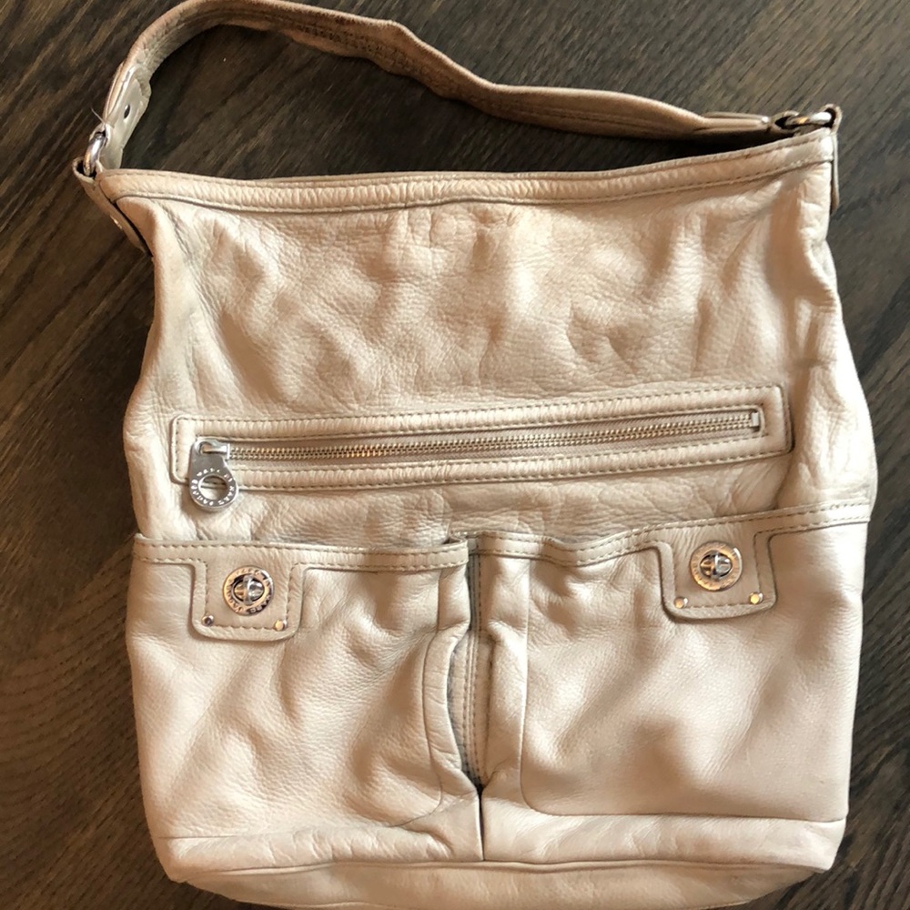 Marc by Marc Jacobs gray leather hobo bag.